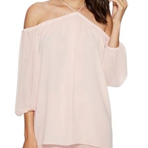 NWT 1. State - Large Off-The-Shoulder Pink Blush Chiffon Blouse Top